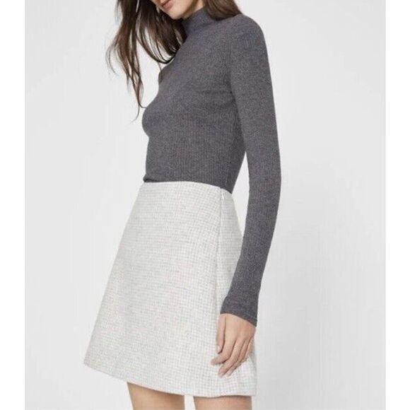 Club Monaco NWT Centie Plaid Mini Skirt Light Heather‎ Grey And White Size 12 - Picture 1 of 7
